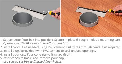 how to install floor outlet in concrete